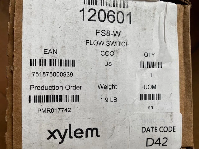 Interruptor de flujo Xylem / McDonnell & Miller FS8-W 120601 (NUEVO) Foto 1 de 1