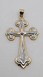 Michael Anthony 14K Yellow & White Gold Serenity Prayer Cross Pendant - Picture 1 of 5