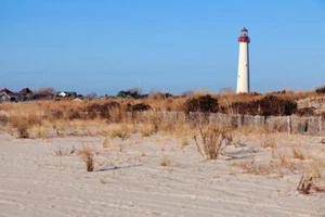 Lighthouse on Beach in Cape May New Jersey Photo Art Print Poster 24x36 inch - Picture 1 of 3