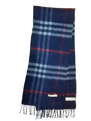 Burberry Cashmere Dark Blue Nova Check Scarf - Image 1 of 3