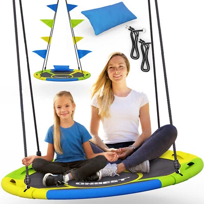 ONBEST Nestschaukel mit Kissen Ø 120 cm 250kg 600D Outdoor Indoor Rund Kinder Schaukel