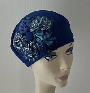 Neu mit Etikett! IMAGA Designer Baskenmütze KÖNIGSBLAU mit Blumenborte - Bild 1 von 2
