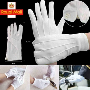 5 Pairs Formal Gloves Adult White Men Tuxedo Guard Parade Santa Inspection Dress - Picture 1 of 12