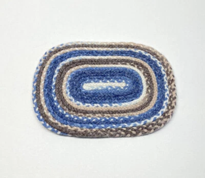 Vintage Artisan Miniature Dollhouse Braided Farmhouse Rug Jodi Curdie Blue - Image 1 of 4