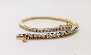 Set Illusione Oro Giallo 10KT Tennis 1,00 CT Bracciale Diamante 7,1/2" G-H-I/VS-SI - Foto 1 di 10