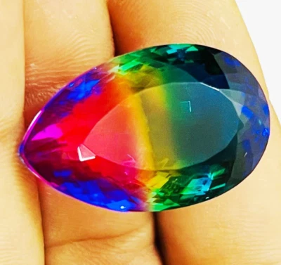 Zertifizierter Wassermelonen-Turmalin 67+ kt loser Edelstein zweifarbig Birne... - Bild 1 von 4