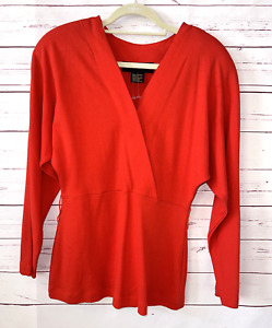 Vintage REBECCA MOSES Size L Red Cotton Knit Dolman Sleeve Top 