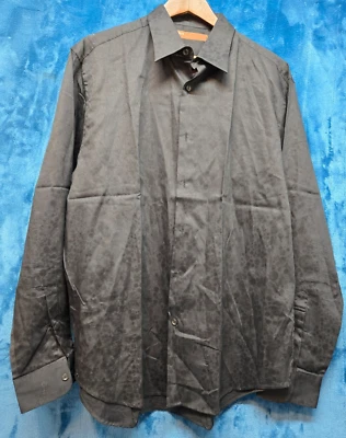 Perry Ellis Button Up Shirt Men's XL Black with Black Dots Long Sleeve Casual - Image 1 of 4