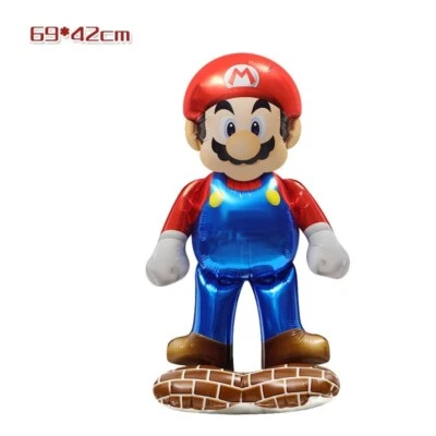 1 Large Standing Super Mario Balloon Birthday Party Decor Self Seal Glossy Foil