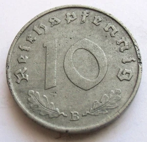 (670) GERMAN 3rd REICH 1940 B - 10 REICHSPFENNIG WWII COIN - Picture 1 of 2