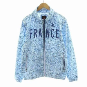 Le Coq Sportif Zip Up Hoodie Jacket Total Pattern LL Blue White QG6310 NQ Used 8 - Picture 1 of 8
