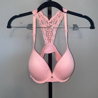 Sutiã Victoria Secret 34DD novo com etiquetas racerback renda rosa - Imagem 1 de 4