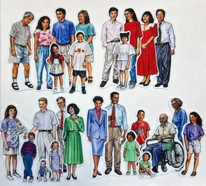Multicultural People Families Felt Figures Set for Flannel Board Story Play Time - Picture 1 of 5