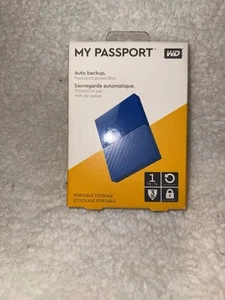 WD My Passport 1TB Portable External Hard Drive - Blue - Afbeelding 1 van 5