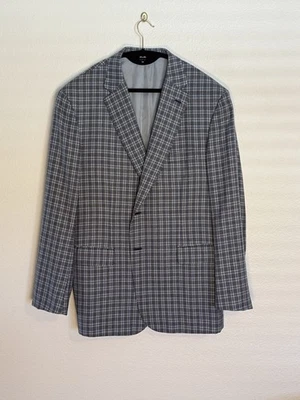 Abrigo deportivo BRIONI 'Colosseo' azul gris a cuadros lana mezcla seda 56 R Foto 1 de 4