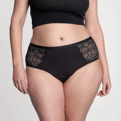 Новый тонкий черный модальный ультра мягкий высокая талия кружева период нижнее белье размер большой - Изображение 1 из 4