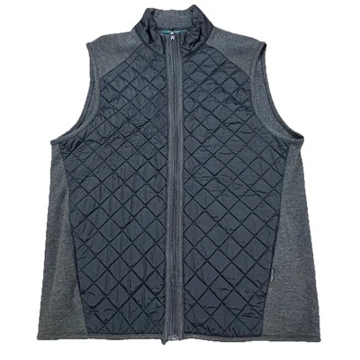 Perry Ellis Quilted Medium Vest Lightweight Full-Zip Pockets Gray Sleeveless - Image 1 of 4