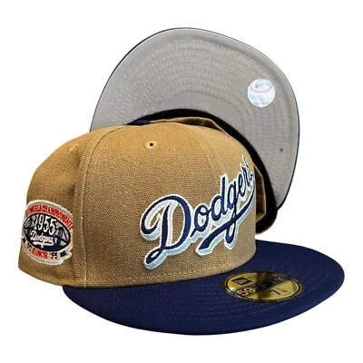 New Era Los Angeles Dodgers Canvas Crown 59FIFTY Fitted Hat 1955 WS Patch 7 7/8 - Image 1 of 4