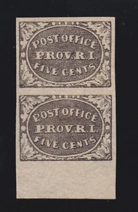 US 10x1 5c Prov. RI Postmaster Provisional Unused Pair XF NG H SCV $475 - Picture 1 of 2