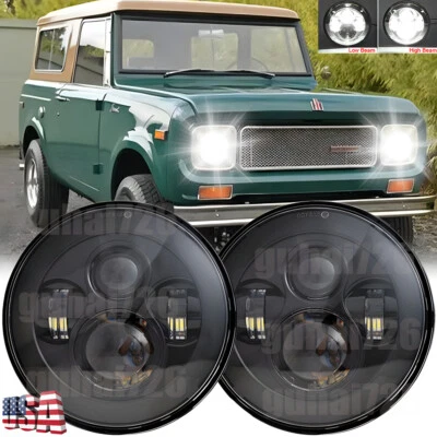 Nuevo Faro LED Redondo 2 Piezas 7" Más Brillante Para International Harvester Scout II Foto 1 de 4