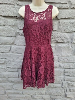 Vestido Corto BB Dakota Granate Encaje Forrado Línea A Talla 8 Foto 1 de 4