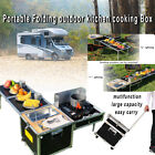 Outdoor Camping Hiking Mobile Kitchen Portable Folding Cooking Table Storage Box