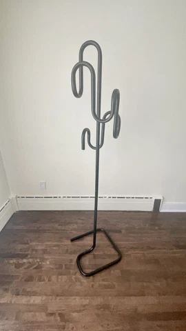 VINTAGE -  Black tubular SQUIGGLE metal coat stand || 68’’ H | vintage Coat Tree Cover