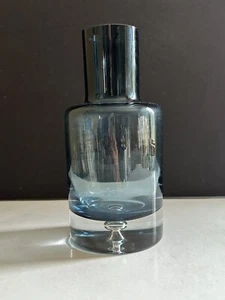Krosno Poland Vintage Smoke Blue Gray Glass European Crystal Decanter Art Glass  - Picture 1 of 21