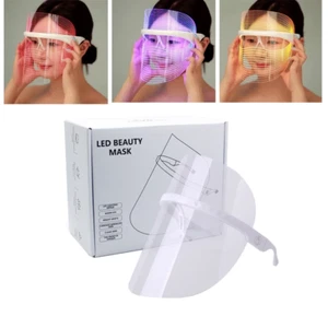 3Color LED Therapy Light Neck&Facial Skin Repair Wrinkles Transparent Mask Devic - Picture 1 of 9