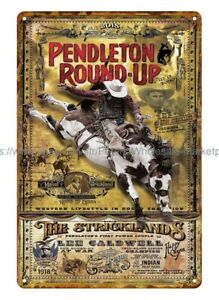 pendleton roundup rodeo metal tin sign western decor