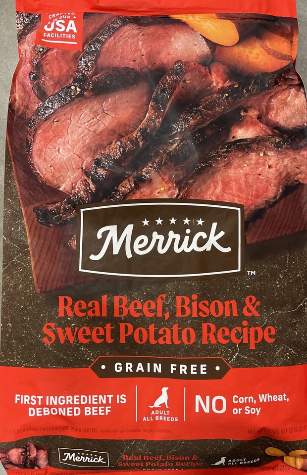 Merrick Grain Free Real Beef, Bison & Sweet Potato Recipe Dry Dog Food, 22 lbs.