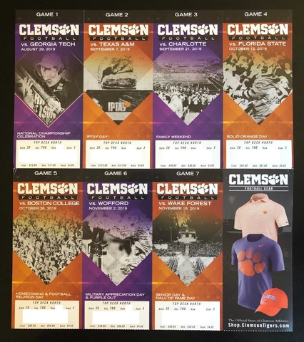 2019 Clemson Tigers Football Collectible Ticket Stub - Choose Any Home Game Cover