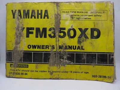 NOS Yamaha Warrior YFM350XD 1992 Genuine Owner's Manual LIT-11626-08-04 - Image 1 of 4