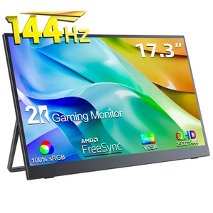 17,3" 144Hz Gaming Bildschirm 2560x1440 Tragbarer Monitor USB C Laptop Monitor - Afbeelding 1 van 10