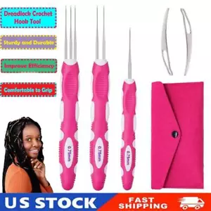 3pcs Dreadlocks Crochet Needle with Ergonomic Handle Braid Hair Locking Tool - Picture 1 of 8