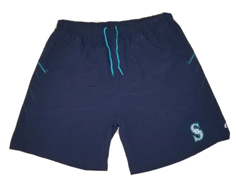 Navy Lightweight Majestic Seattle Mariners Cool Base MLB Shorts - Size 3XL Cover