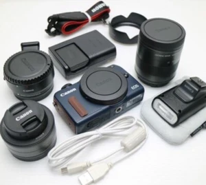 Canon EOS M2 Bay Blue W. 90EX Flash, 18-55mm Lens / 22mm Lens Kit - Picture 1 of 6