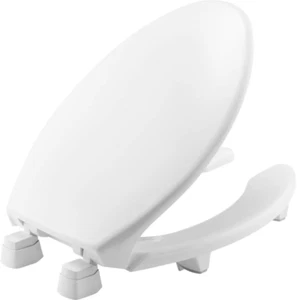 2 Lift Raised Open Front Toilet Seat Elongated Long Lasting Solid Plastic White - Picture 1 of 12