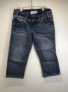 **MAURICES** CAPRI, CROPPED WOMENS JEANS sz 1/2 DARK BLUE - Picture 1 of 4