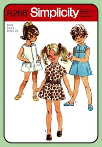 Kinder HOSE KLEID Muster über dem Knie Mädchen Simplicity 8268 Vintage 1969 Gr. 4 - Bild 1 von 5