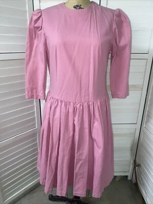 Vintage Handmade 50s Pink Medium Weight Cotton Fit Flare dress Sz Large/X-Large - Image 1 of 4