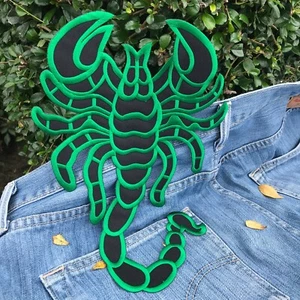 Large Green Scorpion Patch XL XXL Sew-on Iron-on Embroidered Applique 11 Inches - Picture 1 of 1