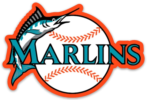 Miami Marlins Logo Type w/ Marlin & baseball MLB Baseball Die-Cut MAGNET Cover