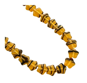 56 Presiosa Czech Glass Topaz Tortoise 8mm Flat Puffed Bohemian Star Beads - Picture 1 of 2