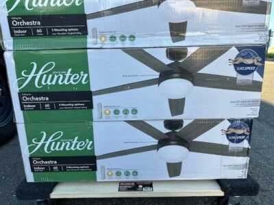 Hunter Orchestra 60 in. Indoor Matte Black Ceiling Fan with Remote and Light Kit - Image 1 of 4