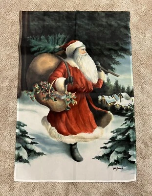 De colección 1999 Vicky Howard Grande 28X40 Antiguo Papá Noel Exterior Bandera Como Nueva (A Foto 1 de 3
