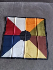 Vintage Mens Silk Pocket Square 17" Color Guard Hand Rolled Italy - EXCELLENT! - Picture 1 of 8