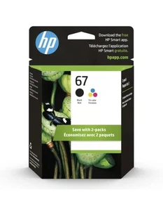 HP 67 Black/Tri-color Ink Cartridges for HP Printers | Works with Printer Series - Zdjęcie 1 z 5