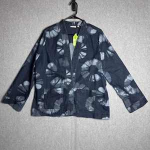 LOGO by Lori Goldstein Denim Jacket Cardigan Size 12  Recycled Open Front - Picture 1 of 6