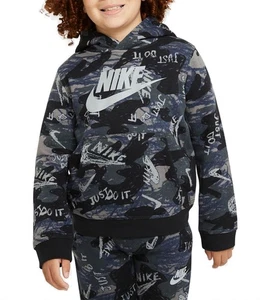 Nike Boys XL Camo Hoodie NWT Club Fleece Black White Just Do It Pullover $50 - Picture 1 of 1